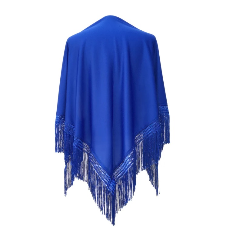 Royal Blue Plain Shawl w/royal blue fringe